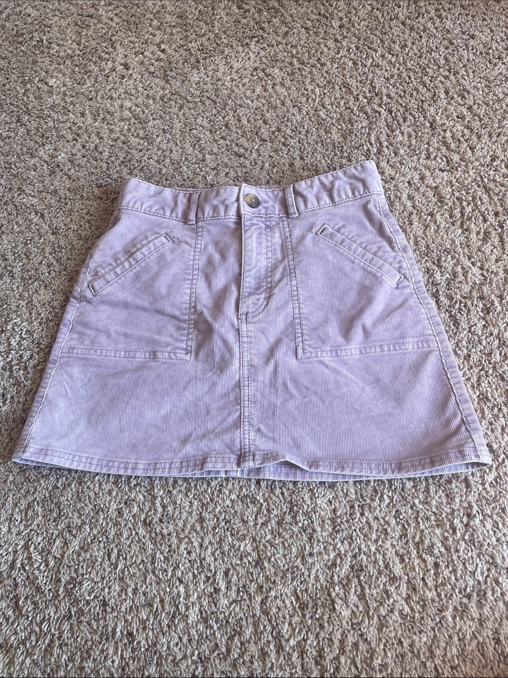 American Eagle Outfitters Pastel Lilac Corduroy A-Line Skirt